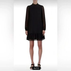 BCBG Paris  LS Mini Black w Metalic Lined Dress Size XXL